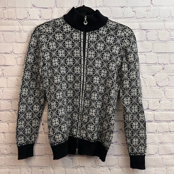 Dale of Norway Sweaters - Dale of Norway Women's Frida Jacket Sweater Full Zip Black & White Small FLAWED